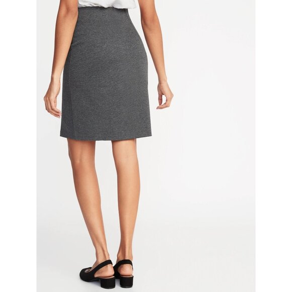 Old Navy Ponte Knit Pencil Skirt Large Pull On Gray Career Business Casual NEW - Picture 1 of 11